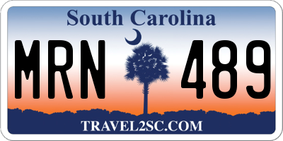 SC license plate MRN489