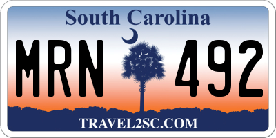SC license plate MRN492