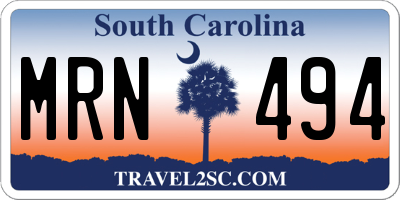 SC license plate MRN494