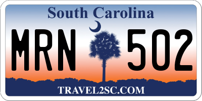 SC license plate MRN502