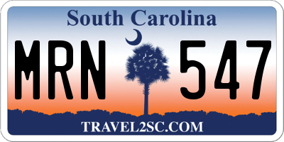 SC license plate MRN547