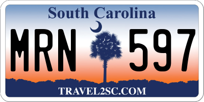 SC license plate MRN597