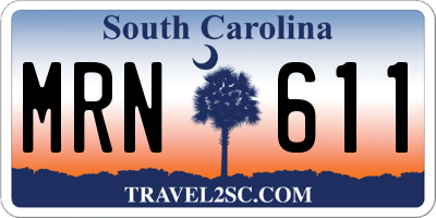 SC license plate MRN611