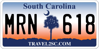 SC license plate MRN618