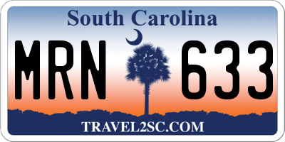 SC license plate MRN633