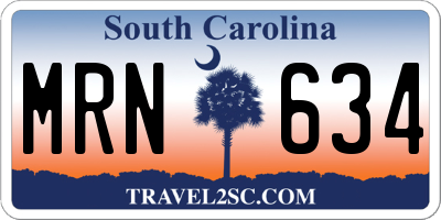 SC license plate MRN634