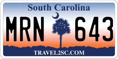 SC license plate MRN643