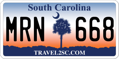 SC license plate MRN668