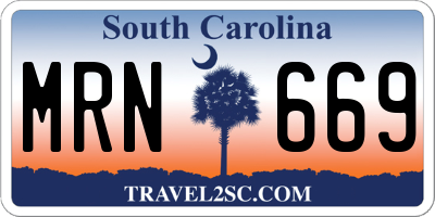 SC license plate MRN669