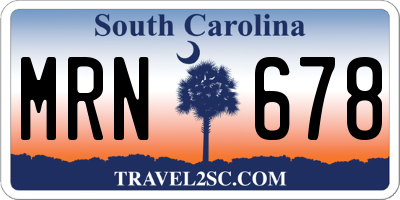 SC license plate MRN678