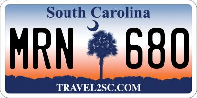 SC license plate MRN680