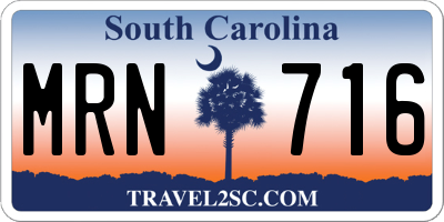 SC license plate MRN716