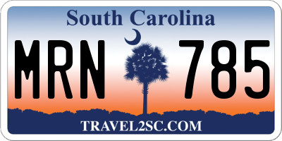 SC license plate MRN785