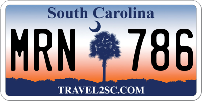 SC license plate MRN786