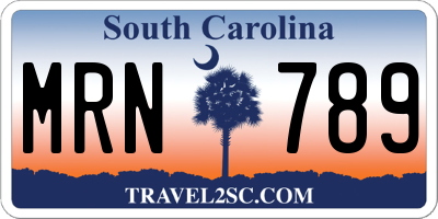 SC license plate MRN789