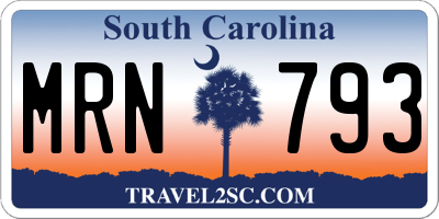 SC license plate MRN793