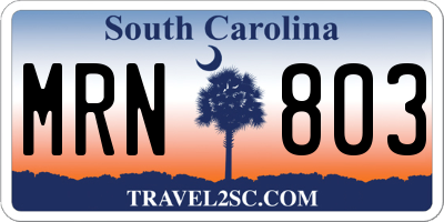 SC license plate MRN803