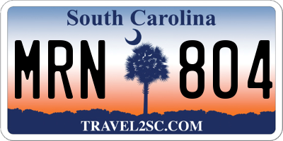 SC license plate MRN804