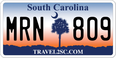 SC license plate MRN809