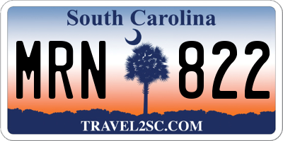 SC license plate MRN822