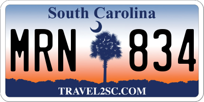 SC license plate MRN834