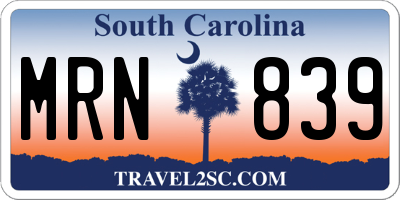 SC license plate MRN839
