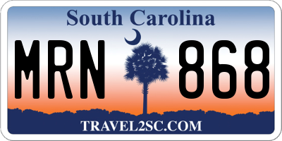 SC license plate MRN868