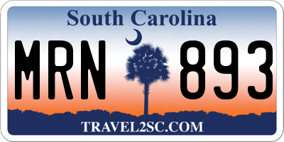 SC license plate MRN893