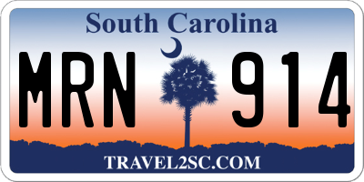 SC license plate MRN914