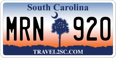 SC license plate MRN920