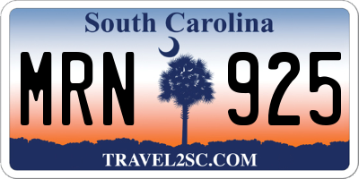 SC license plate MRN925