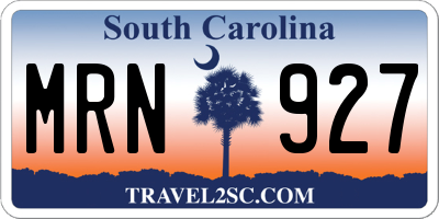 SC license plate MRN927