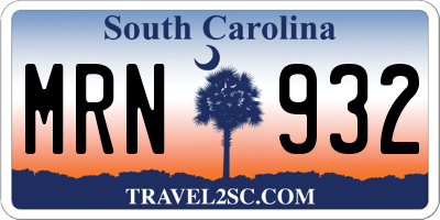 SC license plate MRN932