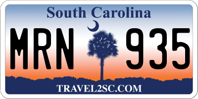 SC license plate MRN935