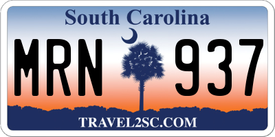 SC license plate MRN937