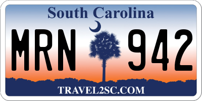 SC license plate MRN942