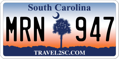 SC license plate MRN947