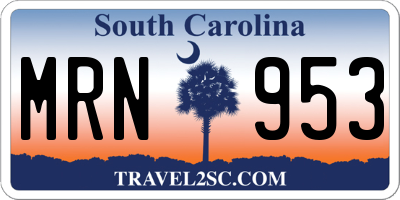 SC license plate MRN953
