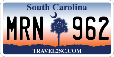 SC license plate MRN962