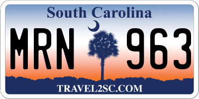 SC license plate MRN963