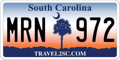 SC license plate MRN972