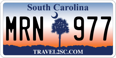 SC license plate MRN977