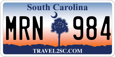 SC license plate MRN984