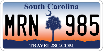 SC license plate MRN985