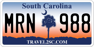 SC license plate MRN988