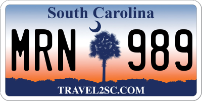 SC license plate MRN989