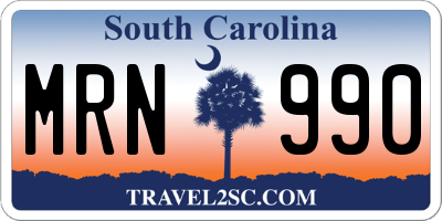 SC license plate MRN990