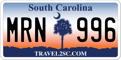 SC license plate MRN996