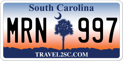 SC license plate MRN997