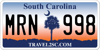 SC license plate MRN998